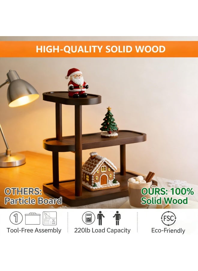 Solid Wood 3-Tier Bathroom Counter Organizer, Vanity & Makeup Storage Shelf - Image 3