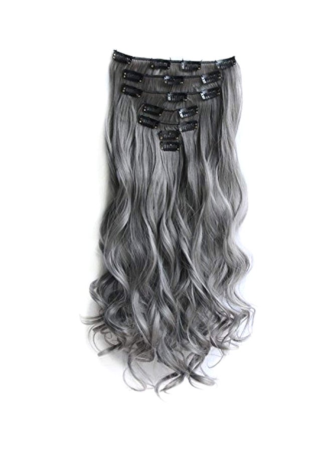 SWACC Women 20 Inches Curly Full Head 7 Separate Pieces Heat Resistance Synthetic Hair Clip in Hair Extensions (Grey)