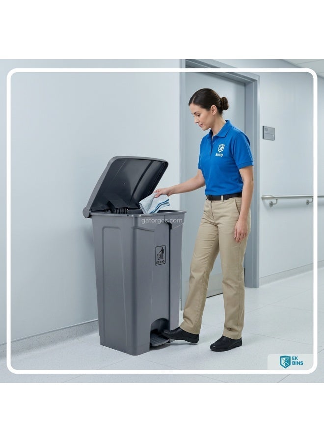 EK Bins Step Trash Bin | Plastic Matte Finish | Functional Waste & Garbage Waste Bin | Suitable For Homes, Villas, Large Areas & Communal Spaces | Grey | 87 Liters - Image 5