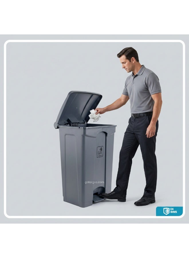 EK Bins Step Trash Bin | Plastic Matte Finish | Functional Waste & Garbage Waste Bin | Suitable For Homes, Villas, Large Areas & Communal Spaces | Grey | 87 Liters - Image 4