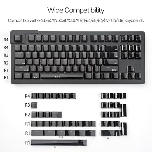 Mintcaps Keycaps, Crystal Jelly Black Keycaps, Shine Through Translucent Custom Keyboard Keycap Set 134Keys, OEM Profile Keyboard Key caps for 60%/65%/75%/80%/100% Cherry Gateron MX Mechanical - Image 5