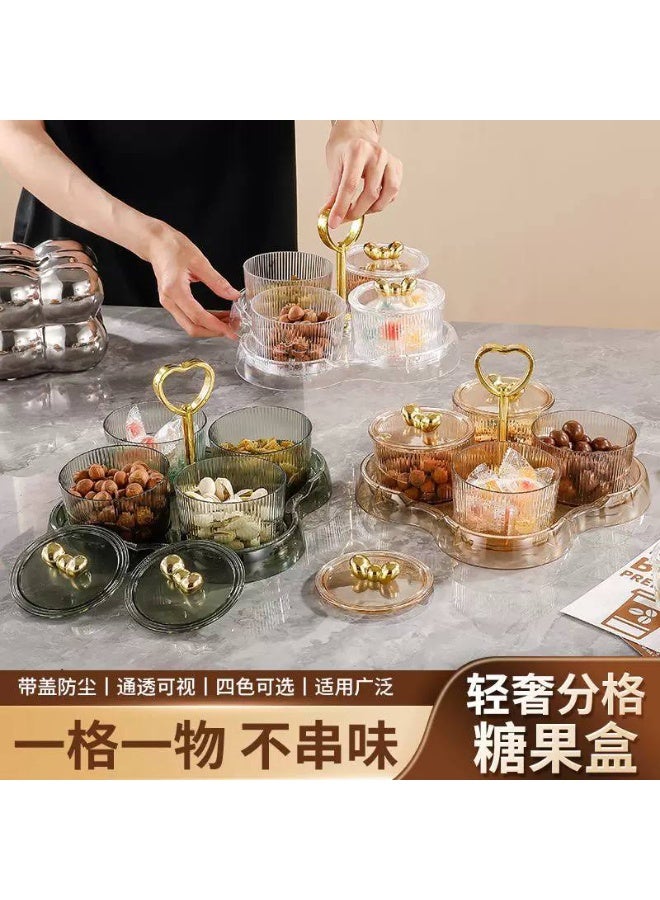 طقم تسالي على شكل قلب مصنوع من الأكريليك الشفاف، 4×1، تصميم أنيق ومميز لتقديم التسالي والحلويات بطريقة جذابة. - Image 1