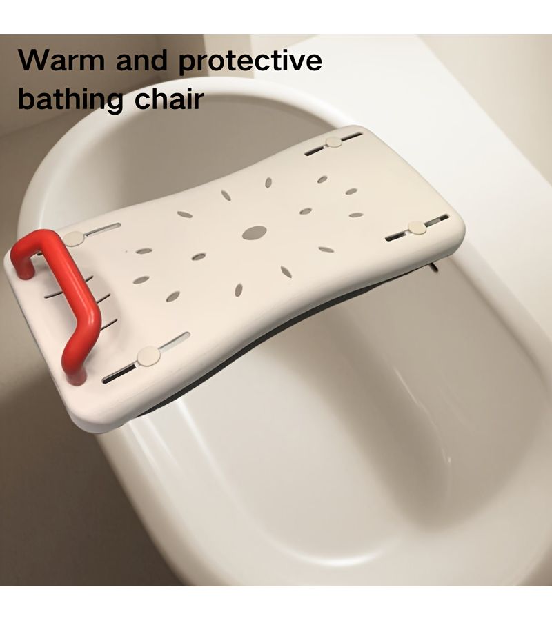 White Shower Board Non Slip Bath Stool 440LB Capacity for Seniors - Image 1