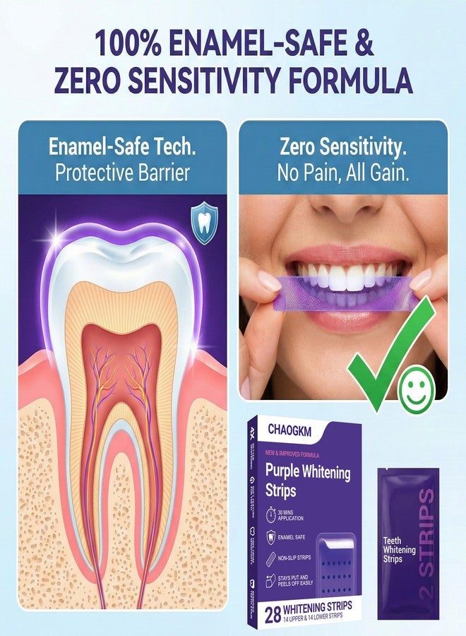 CHAOGKM Purple Teeth Whitening Strips, Gentle Daily Purple Whitening Strips for Surface Stain Reduction & Natural Shine, Enamel Safe & Low-Sensitivity, Portable Purple Teeth Care Strips 28 Count (Pack of 1 - Image 4