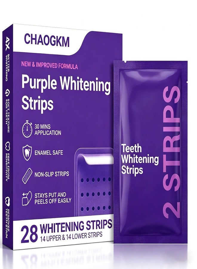 CHAOGKM Purple Teeth Whitening Strips, Gentle Daily Purple Whitening Strips for Surface Stain Reduction & Natural Shine, Enamel Safe & Low-Sensitivity, Portable Purple Teeth Care Strips 28 Count (Pack of 1 - Image 1