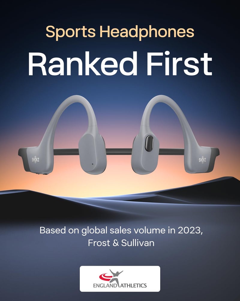 SHOKZ شوكز أوبن سوييم برو - سماعات بلوتوث مفتوحة الأذن ومشغل MP3 بسعة 32 جيجابايت، مقاومة للماء IP68، سماعات توصيل العظام، ملائمة آمنة للتمارين، الجري والسباحة، ميكروفون مدمج، تطبيق، رمادي - Image 2
