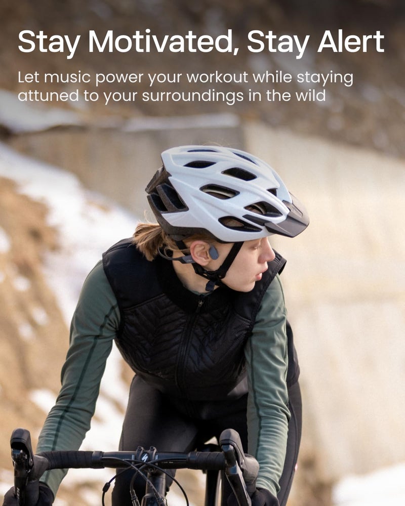 SHOKZ شوكز أوبن سوييم برو - سماعات بلوتوث مفتوحة الأذن ومشغل MP3 بسعة 32 جيجابايت، مقاومة للماء IP68، سماعات توصيل العظام، ملائمة آمنة للتمارين، الجري والسباحة، ميكروفون مدمج، تطبيق، رمادي - Image 5