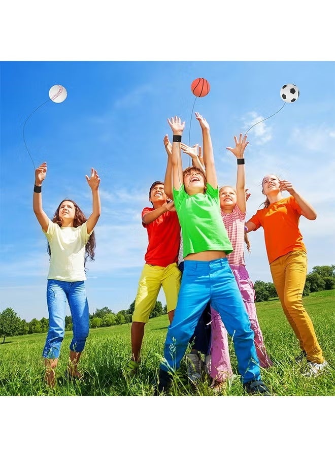 مجموعة من 4 كرات "Space Ball" فائقة الارتداد مزودة بحزام للمعصم؛ كرات رياضية للارتداد والتمارين، لعبة ممتعة للعب الفردي ومناسبة للاستخدام الداخلي والخارجي. - Image 3