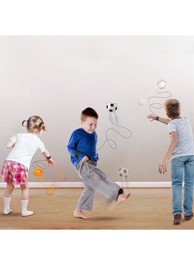 مجموعة من 4 كرات "Space Ball" فائقة الارتداد مزودة بحزام للمعصم؛ كرات رياضية للارتداد والتمارين، لعبة ممتعة للعب الفردي ومناسبة للاستخدام الداخلي والخارجي. - Image 2
