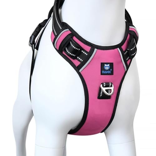 HANK Dog Body Harness - 3M Night Reflective - Oxford Fabric - 4 Adjustable Buckles - Chest (Min 27- Max 32" inches) (Large, Pink) - Image 1