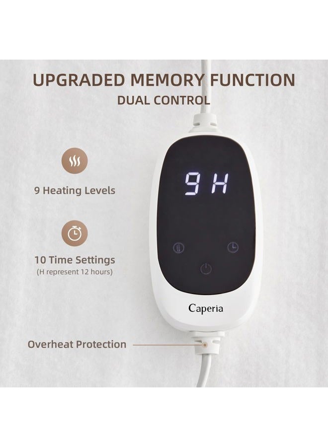 Caperia Heated Mattress Pad Queen Size Electric Mattress Dual Controller Bed Warmer 9 Heat Settings, 1-12 Hours Auto Off Memory Function Deep Pocket, Fast Heating, Machine Washable Queen 60"x80" - Image 3