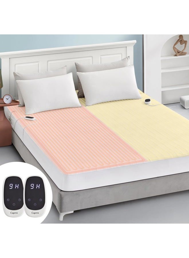 Caperia Heated Mattress Pad Queen Size Electric Mattress Dual Controller Bed Warmer 9 Heat Settings, 1-12 Hours Auto Off Memory Function Deep Pocket, Fast Heating, Machine Washable Queen 60"x80" - Image 1