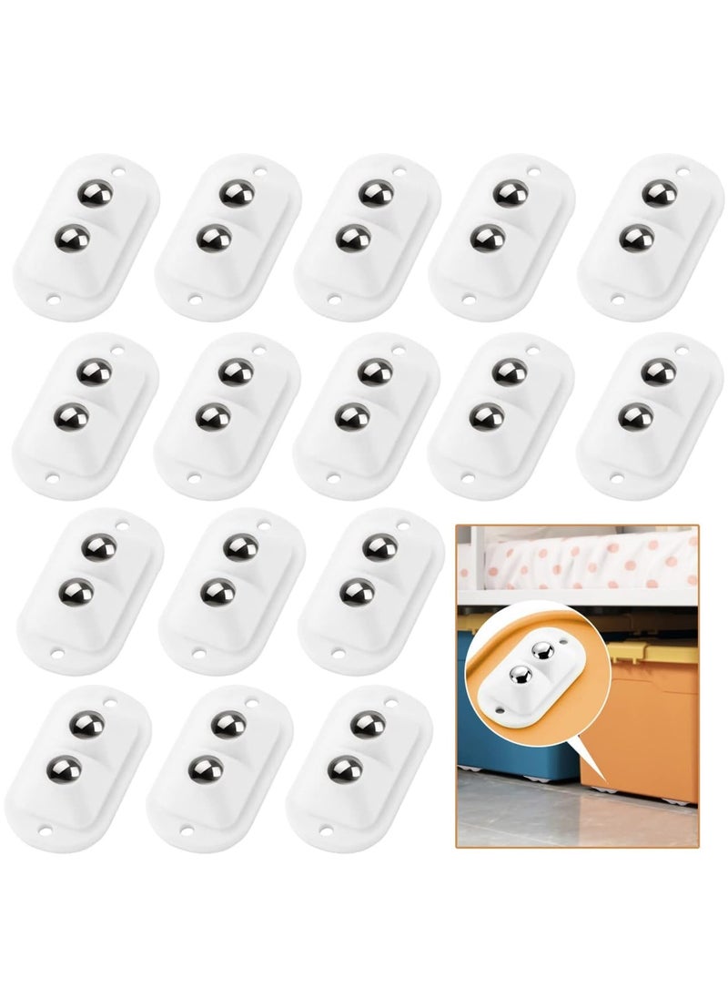 Mantavya Mantavya Double Bead 360 Swivel Wheels Mini Caster WheelsMini Caster Wheels for AppliancesSelf Adhesive Caster WheelsAdhesive Wheels for Furniture 16 PCS  - Image 1