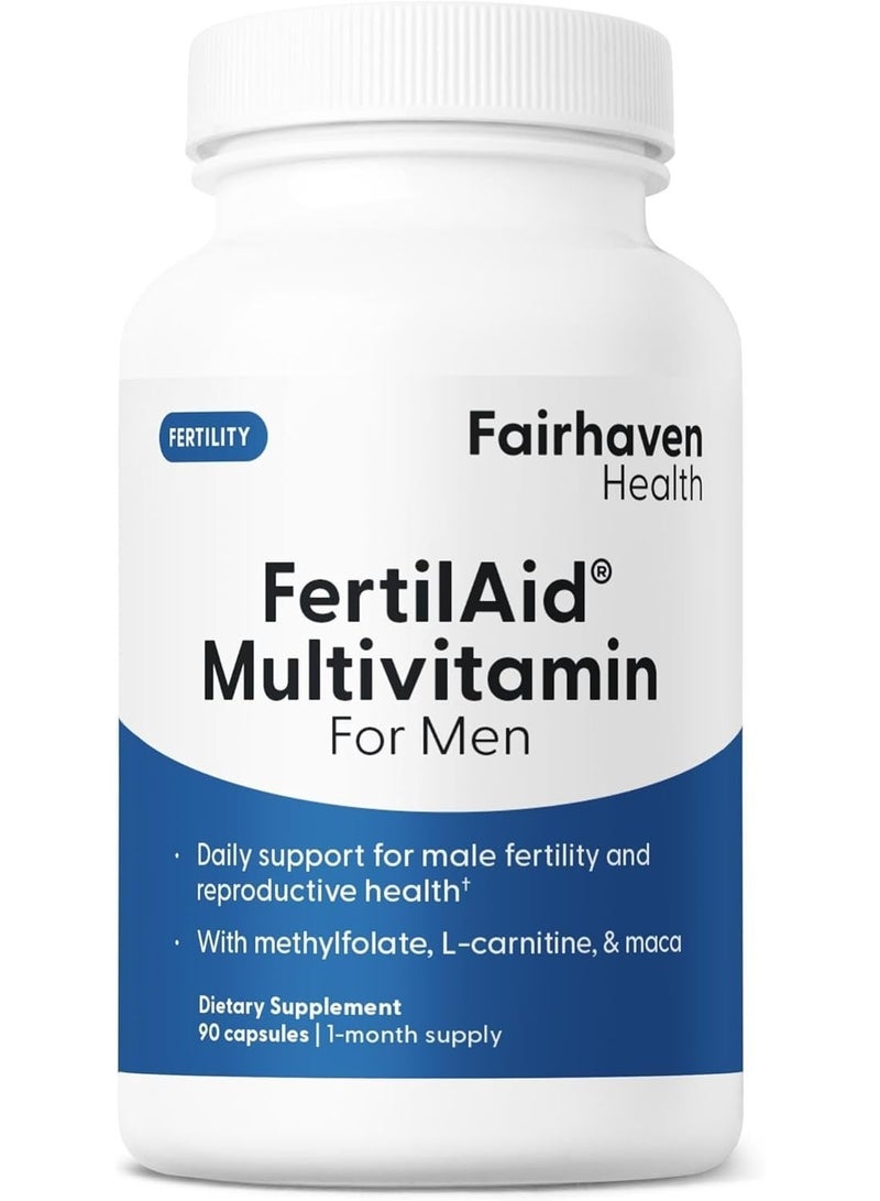 fairhaven health FertilAid for Men - Male Fertility Pill - Sperm Count, Motility and Morphology Support - Targeted Fertility Ingredients and Men's Vitamin Blend (90 Capsules / 1 Month Supply) - Image 1