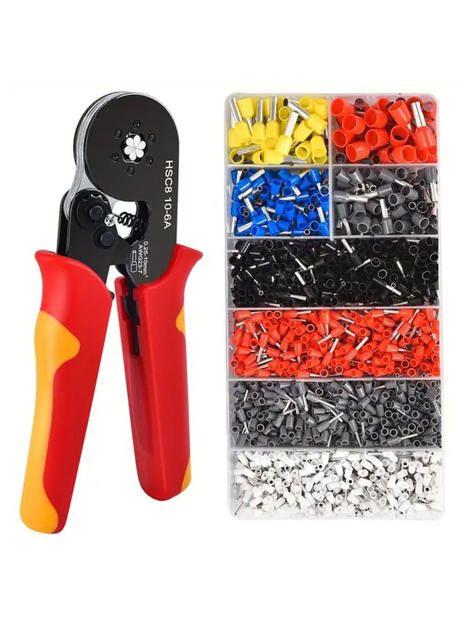 SWANAMB HSC8 10 6A YR 1800 KIT Electrician Ferrule Crimping Tool Adjustable Ratchet Wire Pliers - Image 1