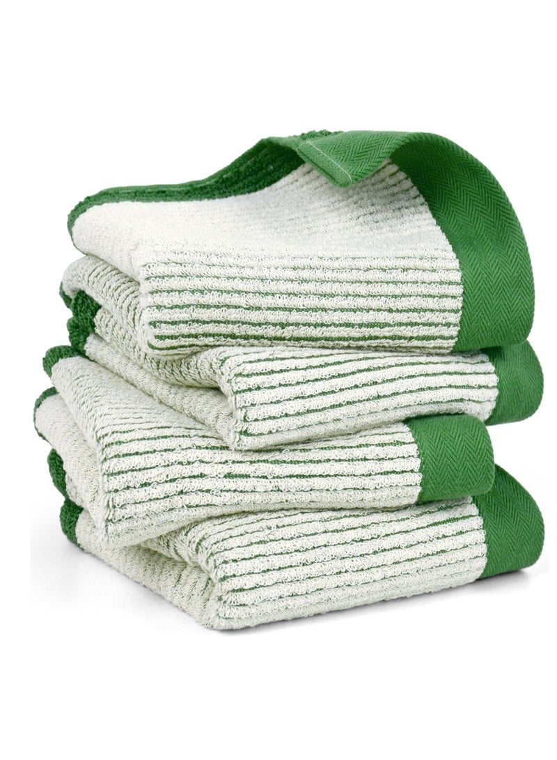 SOLARAE Hand Towels for Bathroom, Towels 4 Pack Premium Hand Towels Set, Cotton Towels with Jacquard Weave Deign, Ultra Soft and Highly Absorbent Towels, for Bathroom, Gym, Shower, Hotel, and Spa (Green) - Image 1