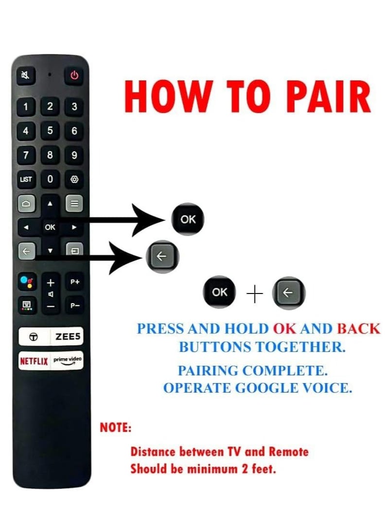 New Replacement Remote Control, Remote Control Fit, Universal Remote Control Compatible with LED Smart 4K Android TV RC901V - Pairing Must! - Image 3