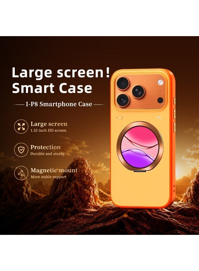 غطاء ذكي مغناطيسي لهاتف iPhone 17 Pro، شاشة دائرية تفاعلية، متوافق مع MagSafe، حامل حلقي دوار 360 درجة، حماية للكاميرا، مقاوم للصدمات والخدوش، يدعم الشحن اللاسلكي، مناسب للعمل والسفر والبث المباشر - Image 2