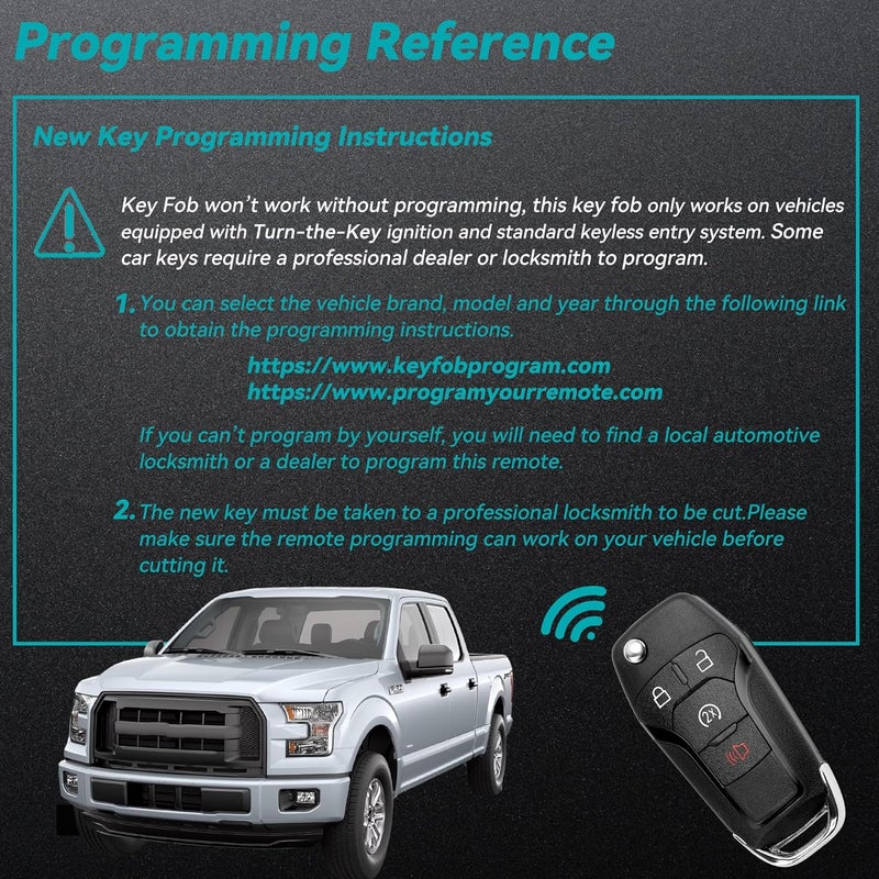 Amicarep Key Fob Replacement Car Key 4-Button Keyless Entry for Ford Vehicles - Image 5