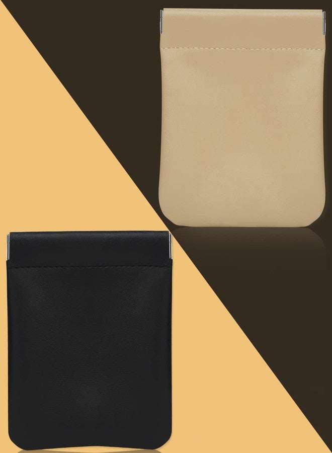 Tanfeine Lambskin Pocket Cosmetic Bag Makeup Organizer, 2pcs Portable Squeeze Top Make Up Bags for Women Ladies, Mini Multipurpose Storage Bag for Travel, Lipsticks, Headphones, Cosmetics, Coins (A) - Image 2