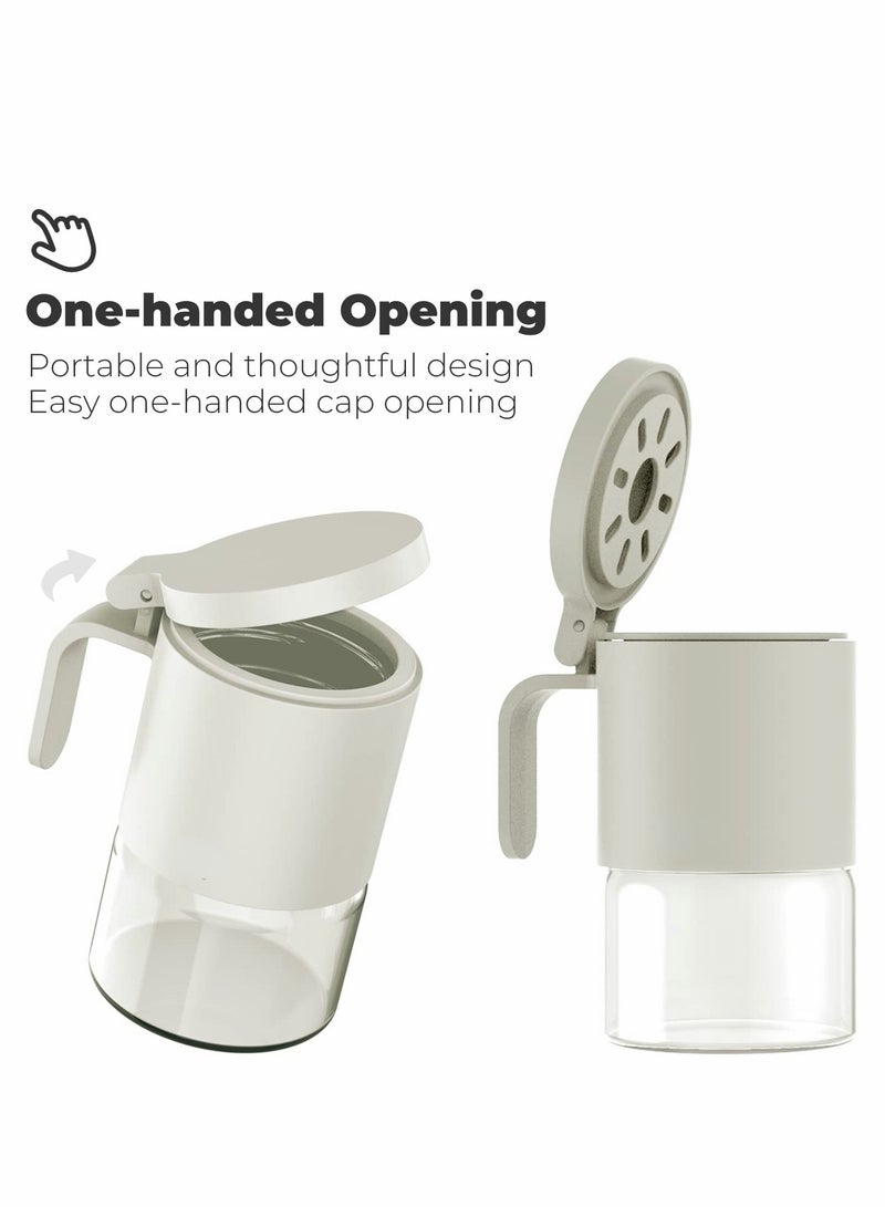 جرار توابل زجاجية محكمة الغلق مع ملاعق، مجموعة من 2، 10 أوقية حاويات صغيرة للتوابل للملح والسكر والتوابل، تخزين مثالي للمطبخ - Image 4