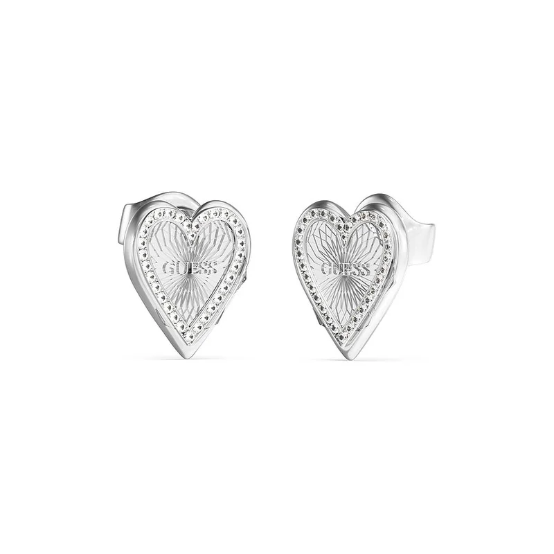 جس LADY'S 14MM HEART STUDS EARRING SILVER