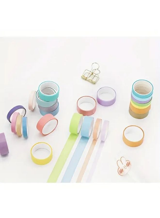 Basic Washi Tape Set 20 Rolls Colorful Paper Tapes for Bullet Journal Planner DIY Crafts - Image 5