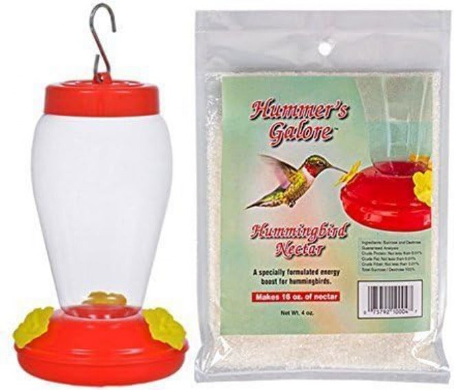 Spring Garden Garden flag decor Collection Hanging Hummingbird Bird Feeder Food for outside - 6.75 Inches 1 FEEDER & NECTAR BUNDLE