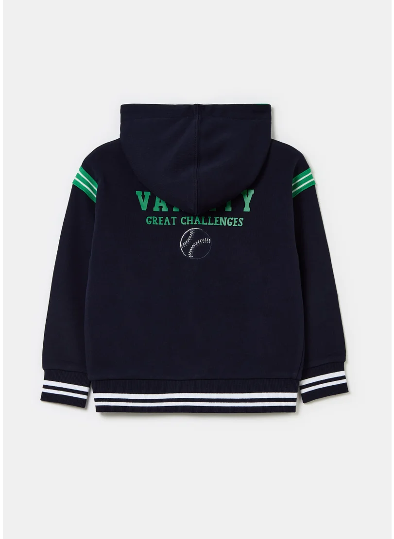 او في اس Full-zip sweatshirt with college print and striped edging