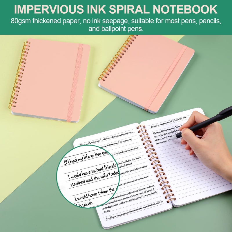 Utron 3 Pcs Small Spiral Notebook 5X7  Notebooks For Note Taking  Pink Spiral Journal Notebook  Work Notebook Small Notebooks 5X7 With Strap  Cute Notebooks For Women 70 Sheets/Note Books - Image 4