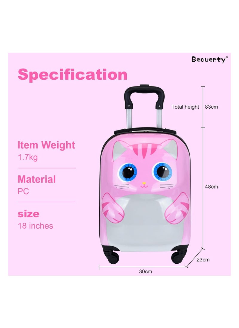 LIMOS 18-Inch Kids Pink Hardside Carry-On Spinner Suitcase - Lightweight Travel Trolley Case Organizer for Girls - Durable and Stylish  - Image 2