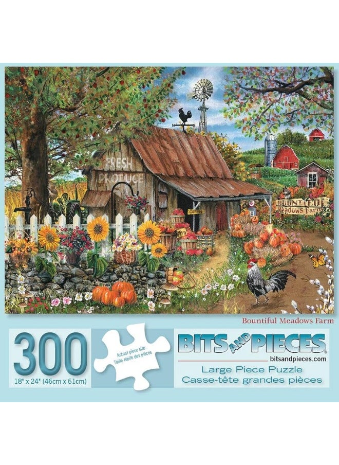 Bits and Pieces Bits and Pieces - Bountiful Meadows Farm 300 Piece Jigsaw Puzzles for Adults - Each Puzzle Measures 18" X 24" - Sunflowers, Pumpkins, Farm 300 pc Jigsaws by Artist Thomas Wood  - Image 2