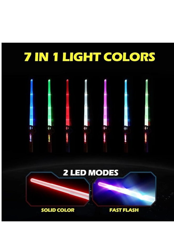 null - Light Up Saber for Kids Adults, Dual Light Sword RGB 7 Colours Changeable with 3 Modes FX Sound, Expandable LED Dual Swords Set for Galaxy War Fighter Warriors,  (Silver) - Image 1