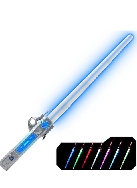 Light Up Saber for Kids Adults, Dual Light Sword RGB 7 Colours Changeable with 3 Modes FX Sound, Expandable LED Dual Swords Set for Galaxy War Fighter Warriors,  (Silver)