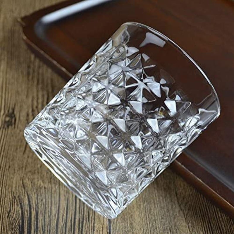 PrimeWorld Diamond European Design Crystal Whiskey Glasses Set of 6 pcs- 300 ml Bar Glass for Drinking Bourbon, Whisky, Scotch, Cocktails, Cognac- Old Fashioned Cocktail Tumblers - Image 2