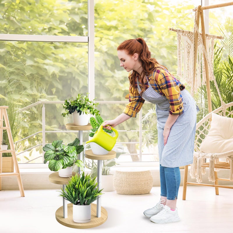 GEEBOBO 3 Tier Plant Stand Indoor, Metal Wood Plant Stands For Indoor Plants Multiple, Corner Tiered Flower Plants Shelf Stand for Living Room Bedroom, White - Image 4