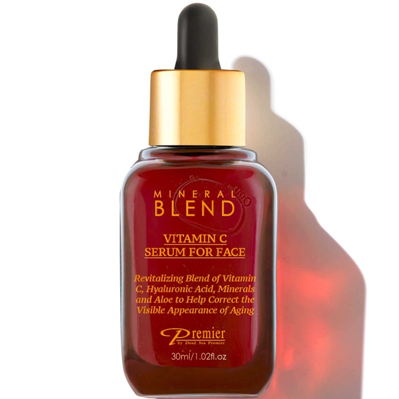 Premier Vitamin C Serum for Face with Hyaluronic Acid Rose Hips oil Natural Organic Anti Aging facial serum Mineral Blend by Premier Dead Sea 102 Fl Oz