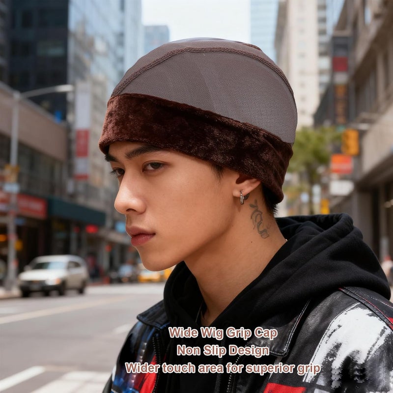 Brown Wig Grip Cap Non Slip Adjustable Fastener Breathable Mesh Liner For Lace Wigs - Image 2