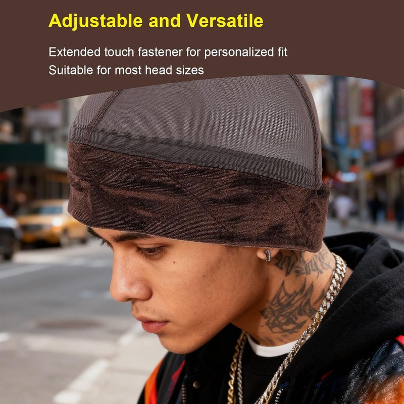 Brown Wig Grip Cap Non Slip Adjustable Fastener Breathable Mesh Liner For Lace Wigs - Image 4