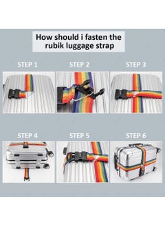 Rubik Cross Luggage Strap with Password, 150 Inch Adjustable Heavy Duty Travel Packing Belt for Bag Baggage Suitcase Safety (1 Pack) Blue/Grey  - Image 4