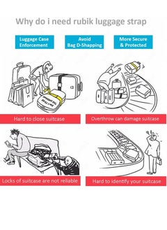 Rubik Cross Luggage Strap with Password, 150 Inch Adjustable Heavy Duty Travel Packing Belt for Bag Baggage Suitcase Safety (1 Pack) Blue/Grey  - Image 5