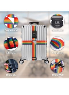 Rubik Cross Luggage Strap with Password, 150 Inch Adjustable Heavy Duty Travel Packing Belt for Bag Baggage Suitcase Safety (1 Pack) Blue/Grey  - Image 3