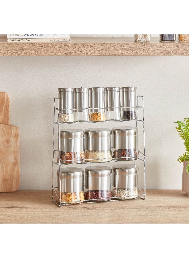 Home Box طقم رف توابل زجاجي أساسي مكون من 12 قطعة 28.5 × 33 × 9.5 سم - Image 1