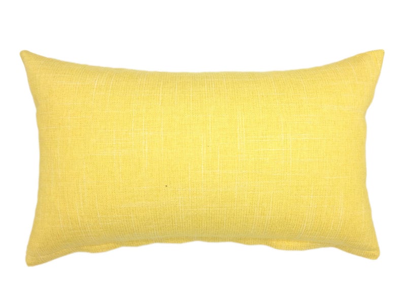 YOUR SMILE Solid Color Oblong Rectangle Decorative Linen Throw Pillow Case Cushion Cover Lumbar Pillowcase for Couch Sofa Bed,12 x 20 Inches,Yellow - Image 1