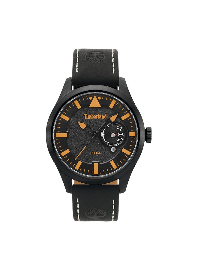 Timberland Men Marmont Men's Black Dial Black Leather Strap Analog Watch 5ATM - Image 1