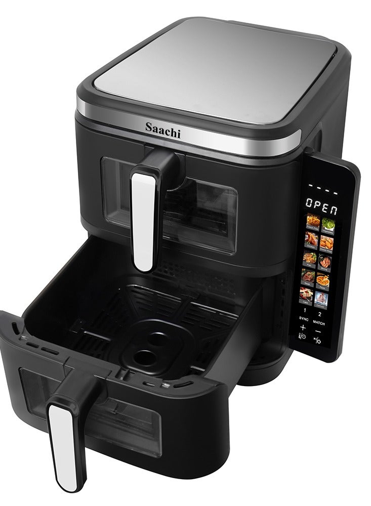Saachi 11L Digital Air Fryer – 10 Pre-Set Programs, Dual Pots, Adjustable Temperature & Timer, Non-Stick Baskets, and Overheat Protection for Healthier Cooking 11 L 2800 W NL-AF-4796D-BK Black - Image 4