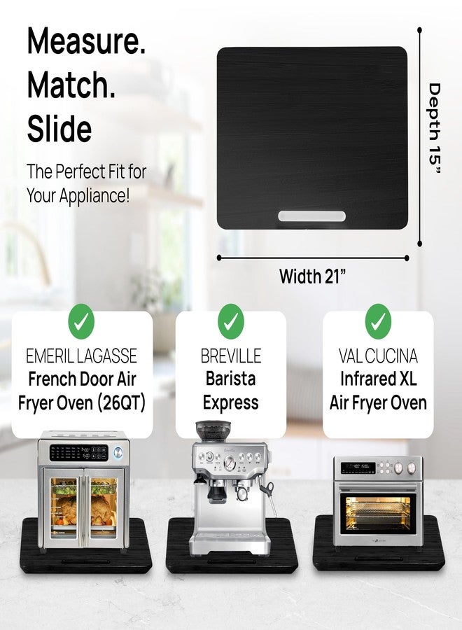 Ibyx Elegant Sliding Tray for Your Coffee Maker & Heavy Kitchen Appliances - Sturdy, Slides Easily from Under The Cabinet - Rolling Appliance Tray for Countertop with Wheels 13"X10.5" - Image 5