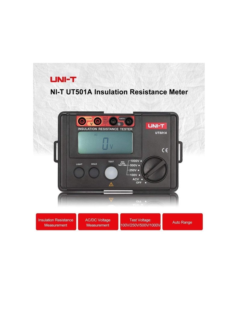 UNI-T UNI-T UT501A 1000V Insulation Resistance Meter Ground Tester Megohmmeter Voltmeter w/LCD Backlight  - Image 3