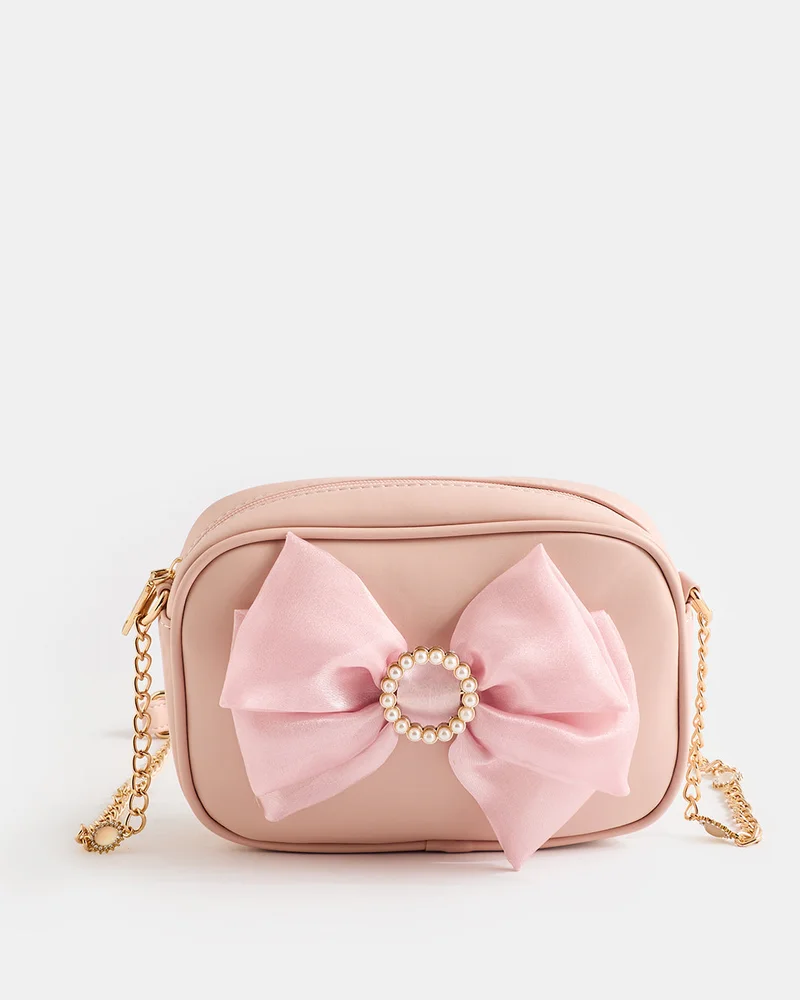 REDTAG Girls Pink Embellished Crossbody Bag