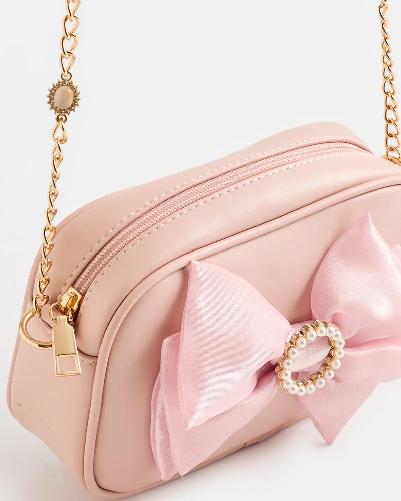 REDTAG Girls Pink Embellished Crossbody Bag